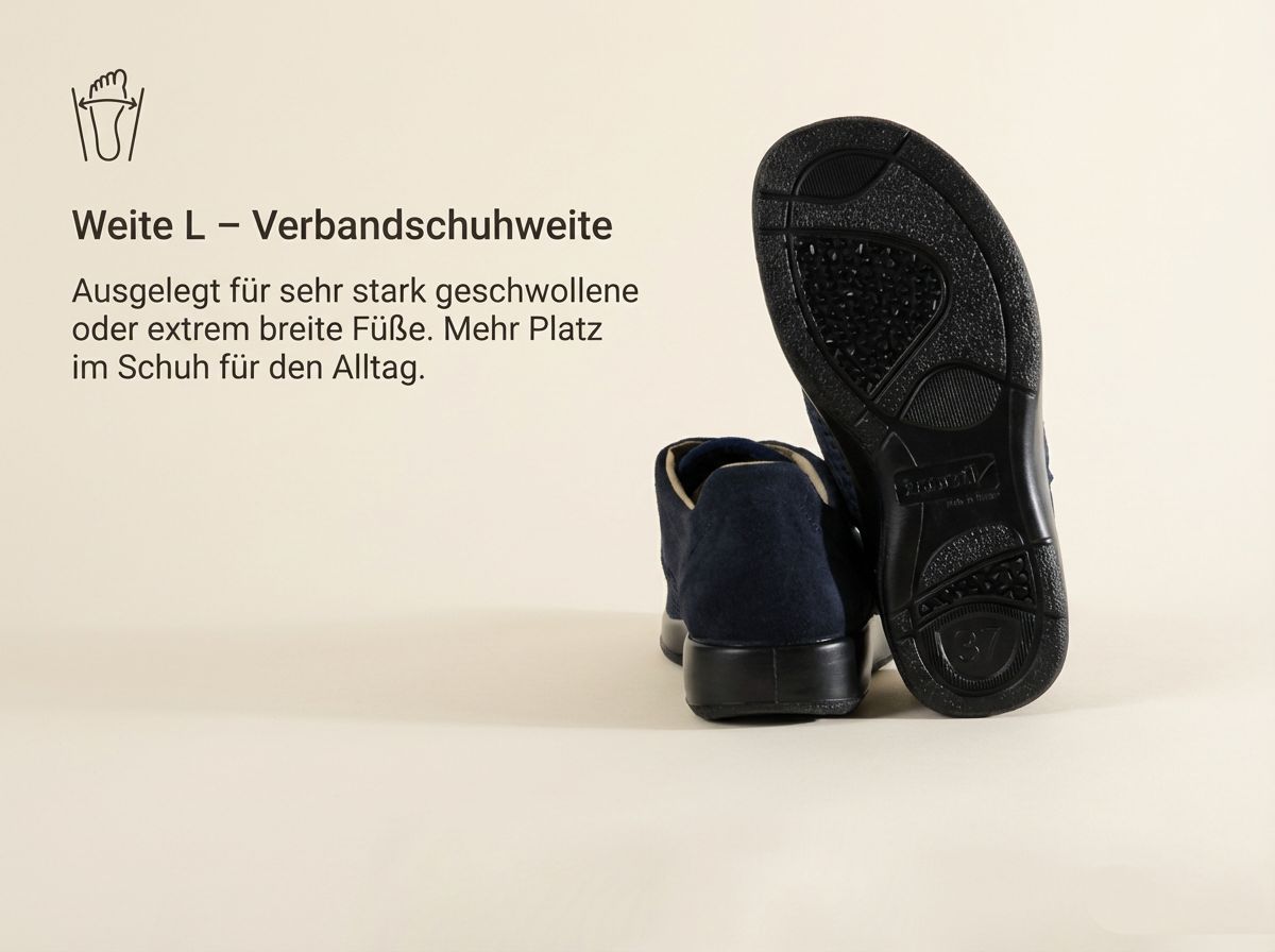 Teneriffa Stretchschuh in Verbandschuhweite L mit sichtbarer Laufsohle