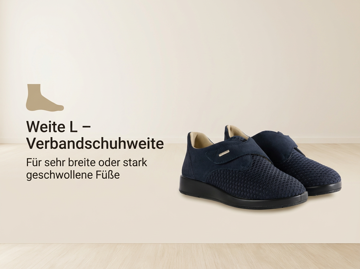 Teneriffa Stretchschuh in Verbandschuhweite L in nachtblauer Farbe