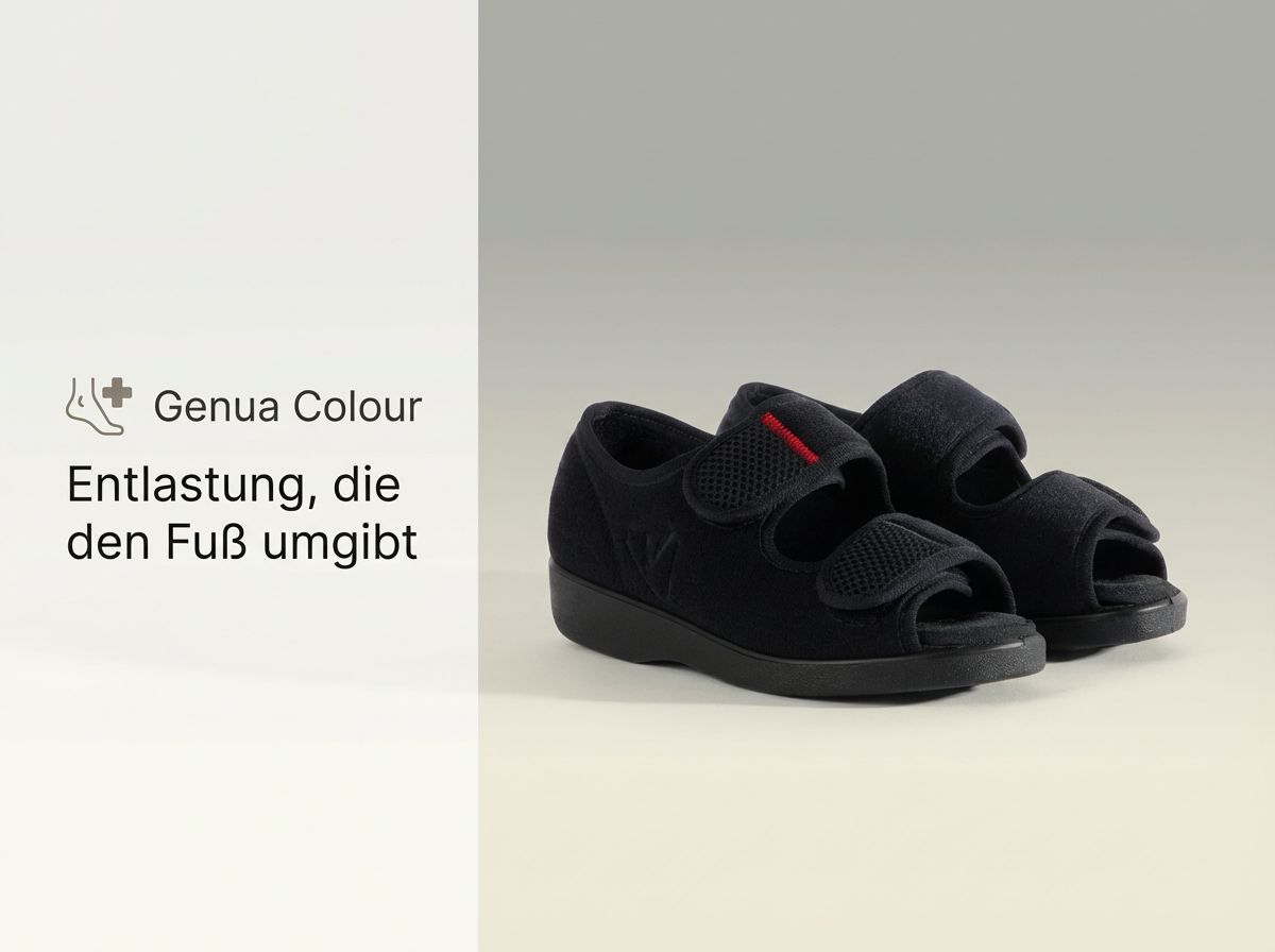 Malmö Klettschuh als offene Therapiesandale in Schwarz