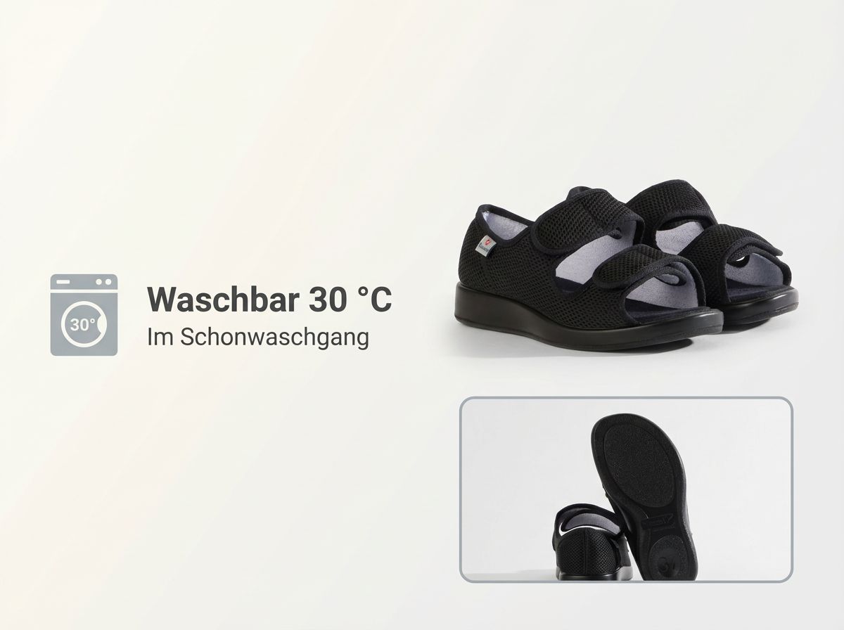 Göteborg XXL Verbandschuhe im Paar mit offener Zehenpartie und textiler Oberfläche