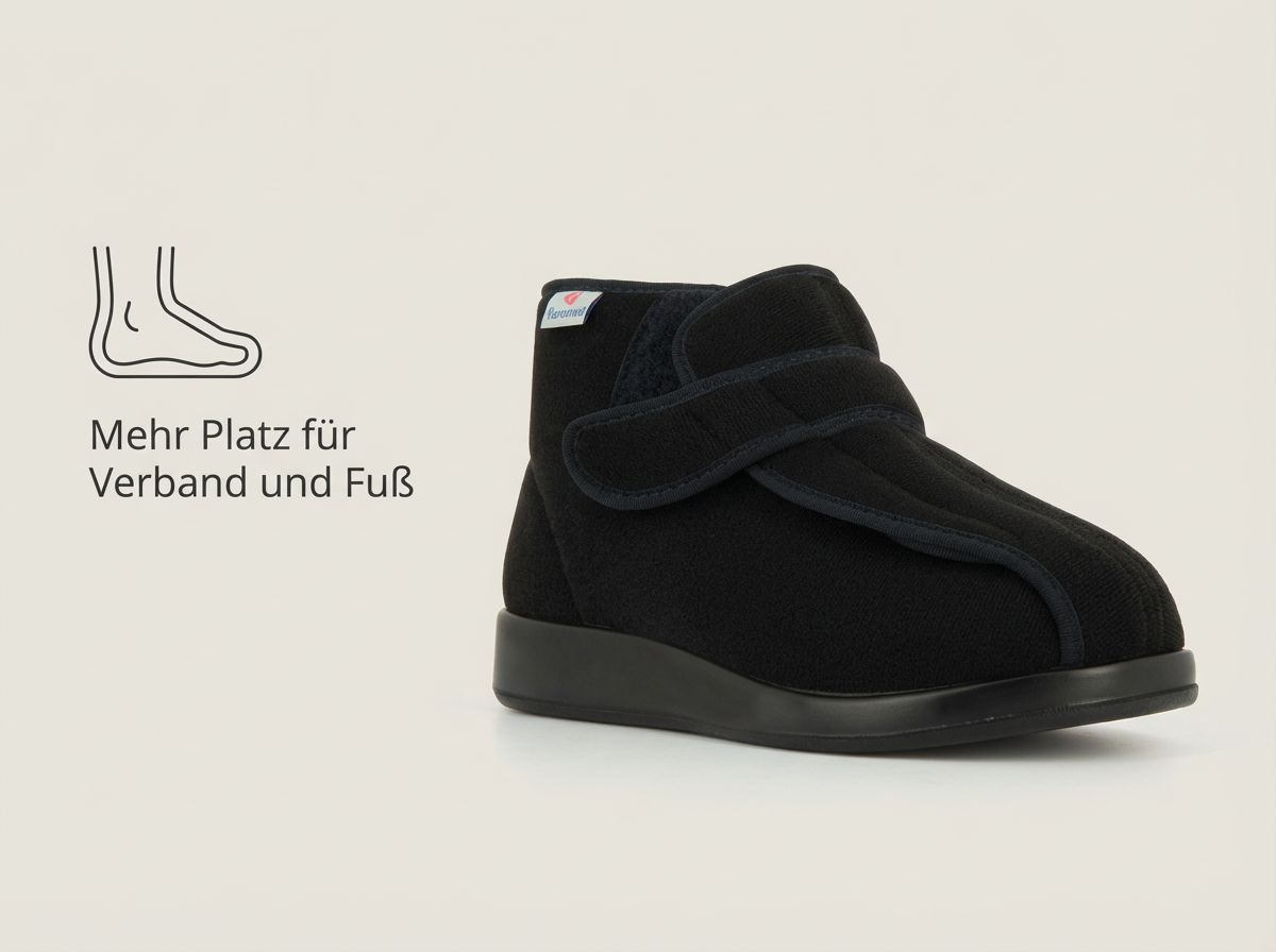 Therapieschuh Meran XXL mit extra weitem Einstieg und Klettverschluss