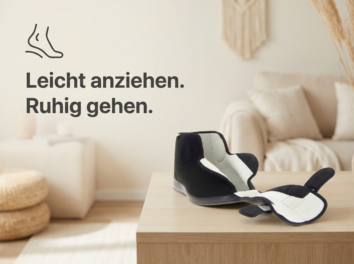 Geöffneter Therapieschuh Meran XXL mit weich gepolstertem Innenfutter