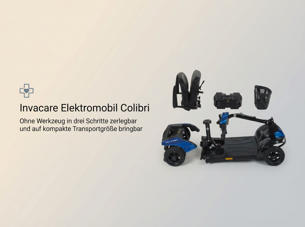 Invacare Colibri Elektromobil in zerlegte Einzelteile für den Transport