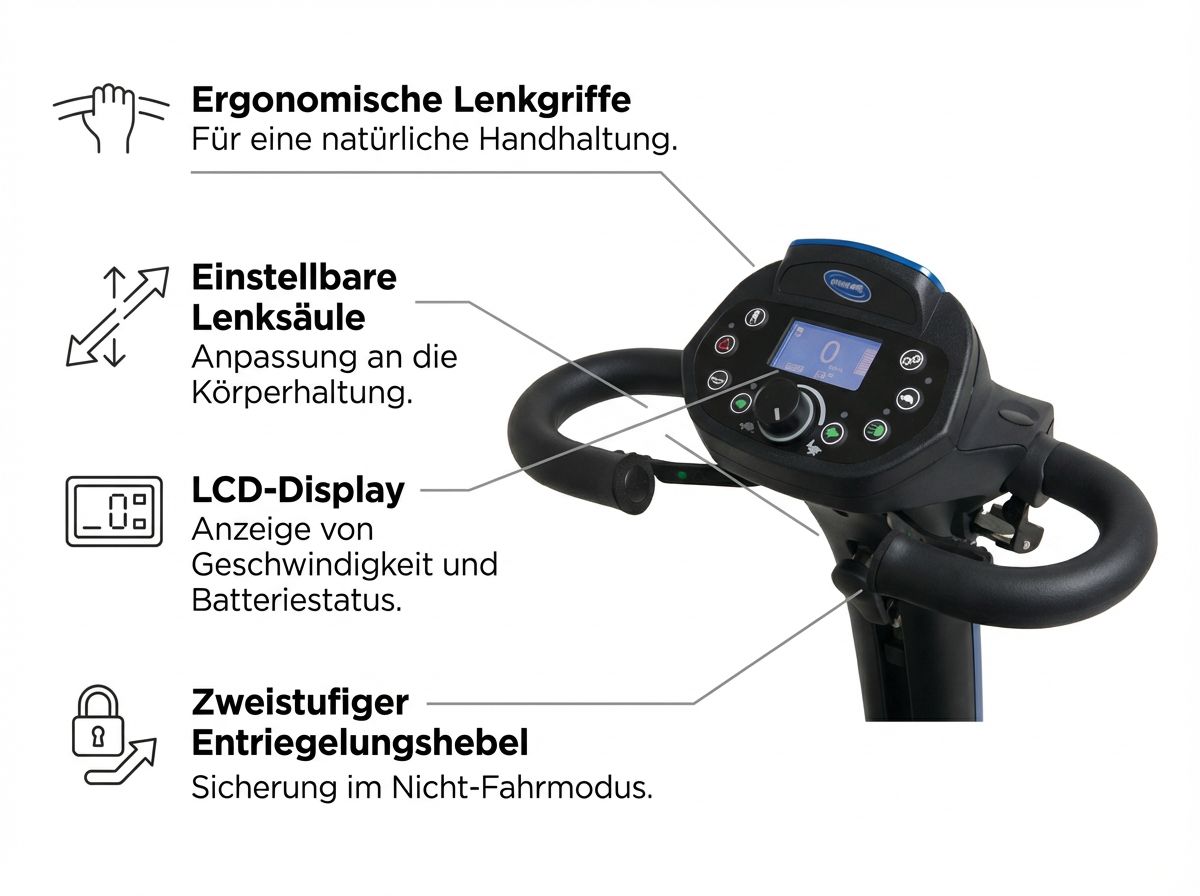 Invacare Comet Pro Lenksäule und Bedienfeld